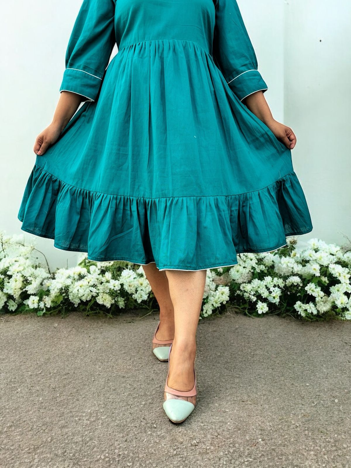 Dark Desire Cotton Dress - Turquoise