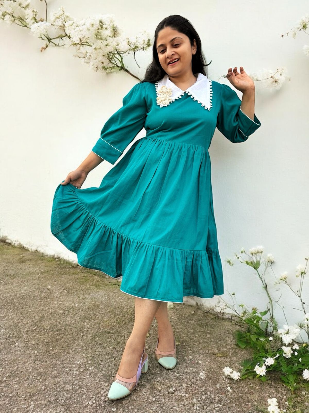 Dark Desire Cotton Dress - Turquoise