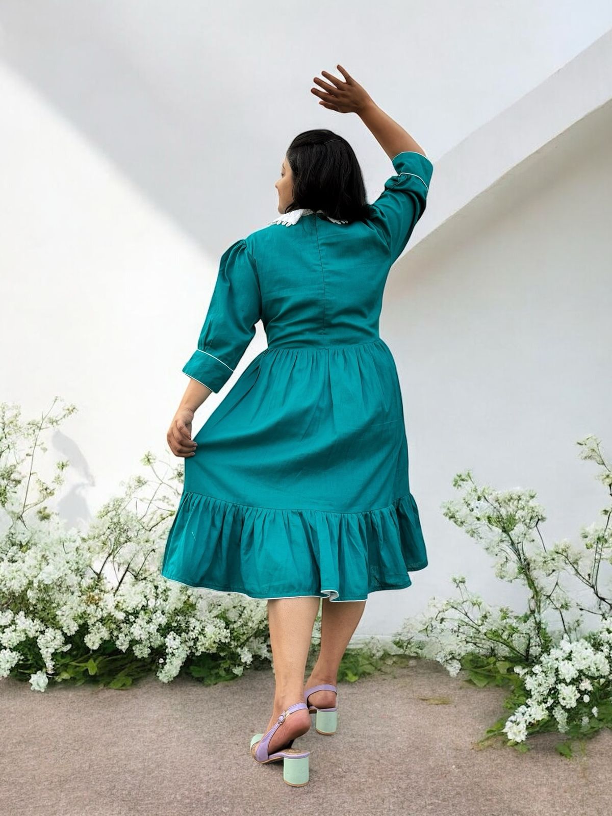 Dark Desire Cotton Dress - Turquoise