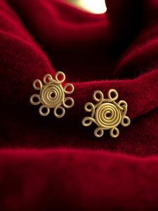 spiral-flower-brass-stud-earrings