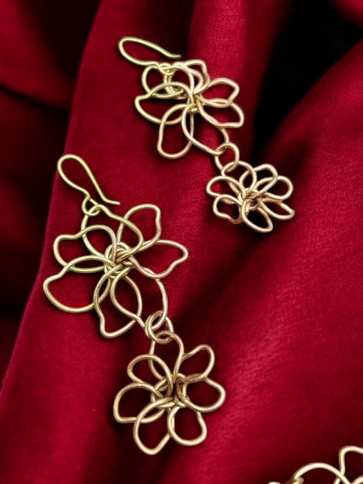small-double-flower-brass-earrings