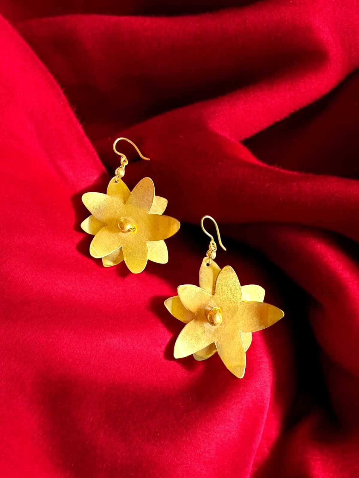 Spring Flowers Brass Dangler Earrings