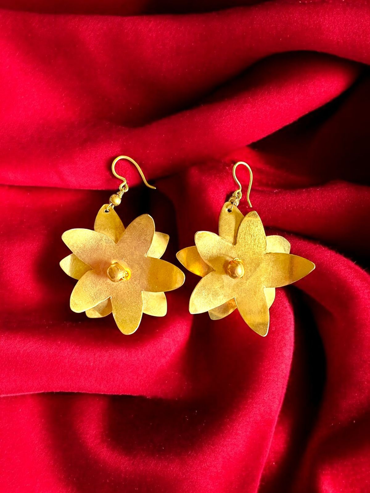 Spring Flowers Brass Dangler Earrings