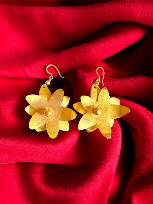 Spring Flowers Brass Dangler Earrings