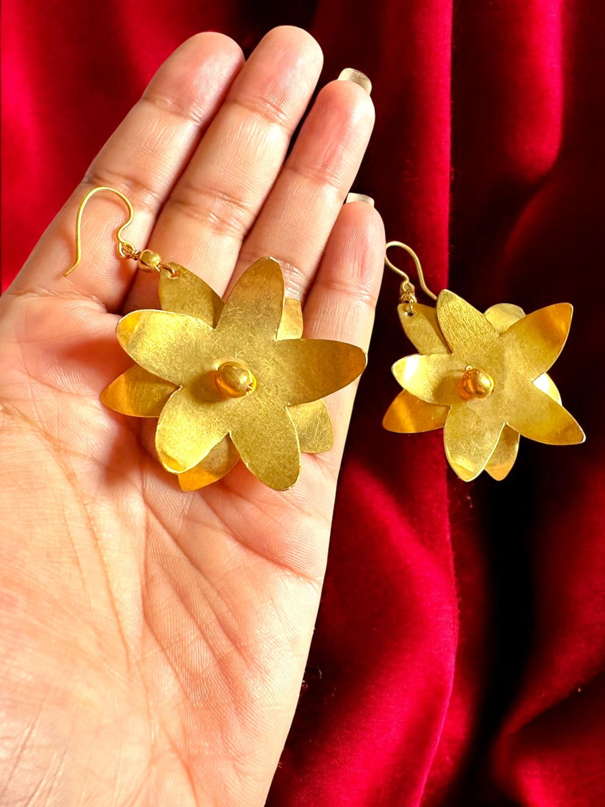 Spring Flowers Brass Dangler Earrings