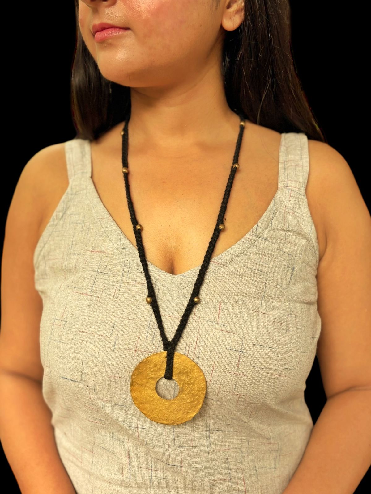 Wheel of Time Brass Pendant Chain Necklace