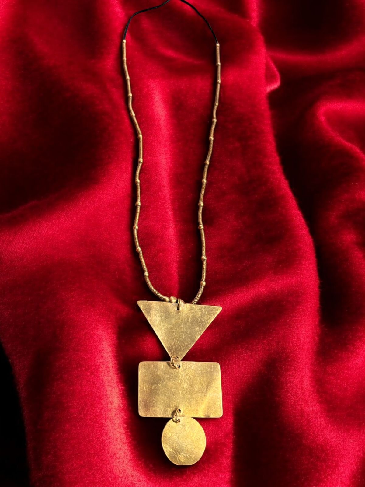 Geometry Long Chain Brass Necklace