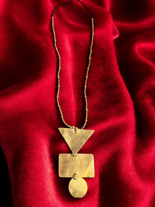Geometry Long Chain Brass Necklace