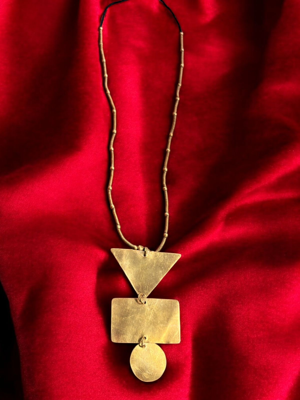 Geometry Long Chain Brass Necklace