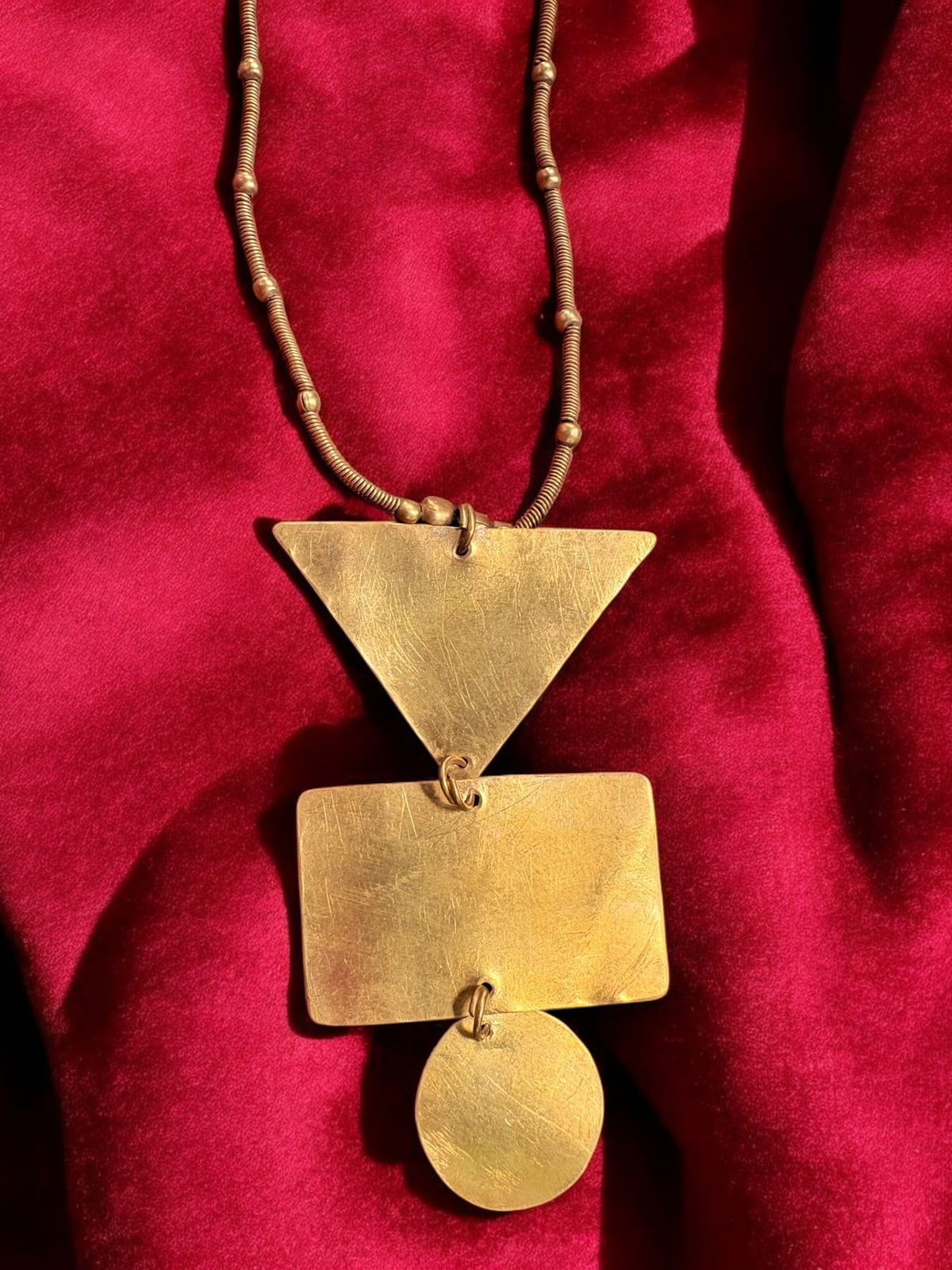 Geometry Long Chain Brass Necklace