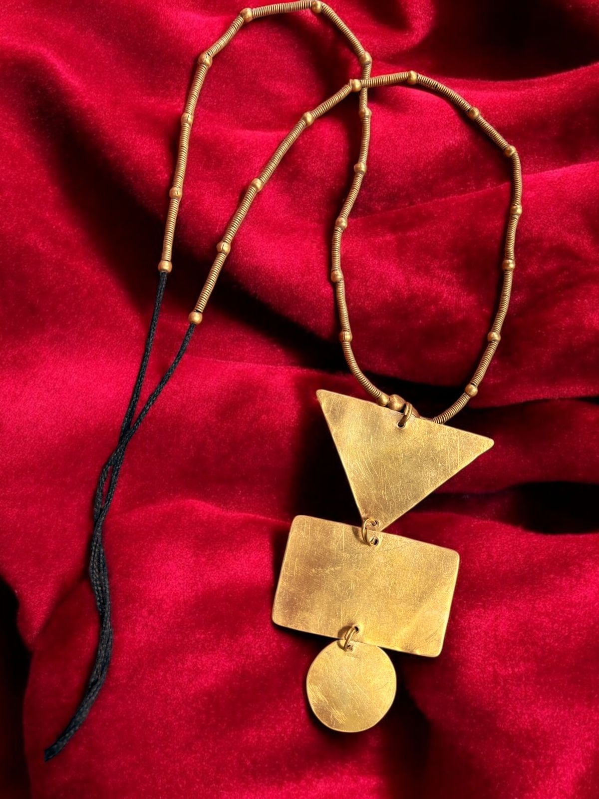 Geometry Long Chain Brass Necklace