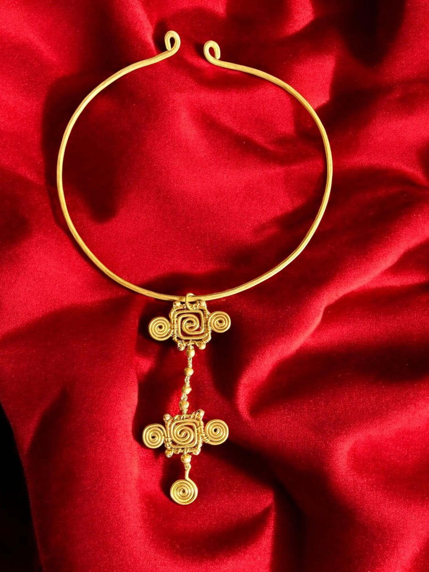 Roma Spiral Pendant Brass Hasli Necklace