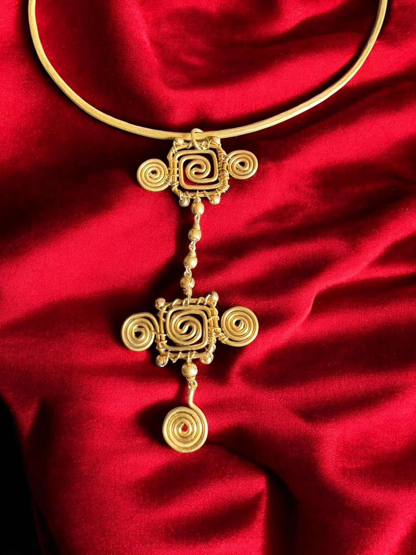 Roma Spiral Pendant Brass Hasli Necklace