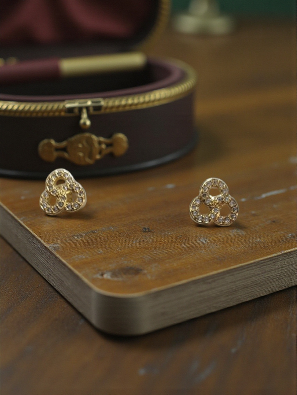 Connected Circles AD Stone Ear Studs