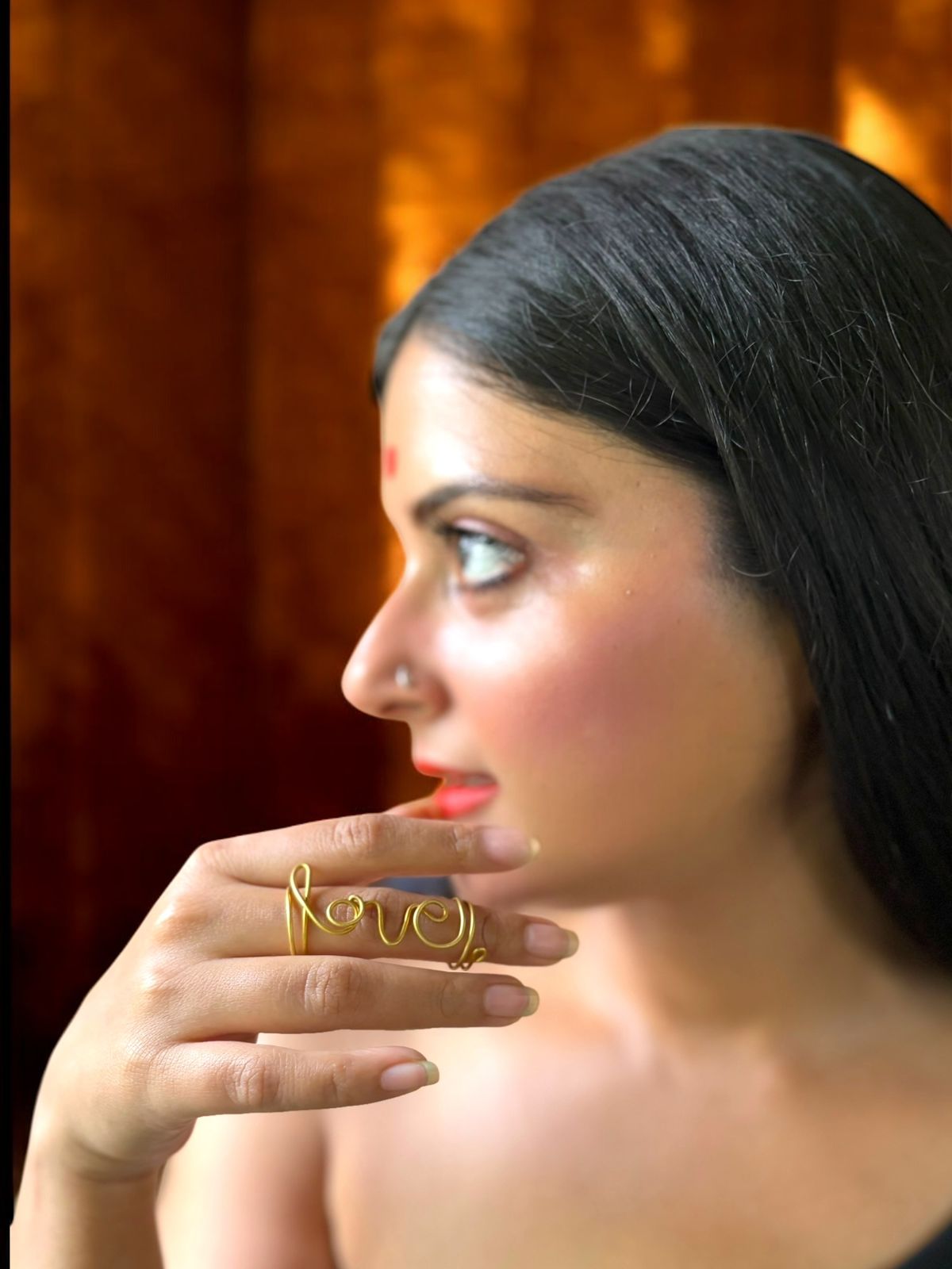 LOVE Brass Double Ring