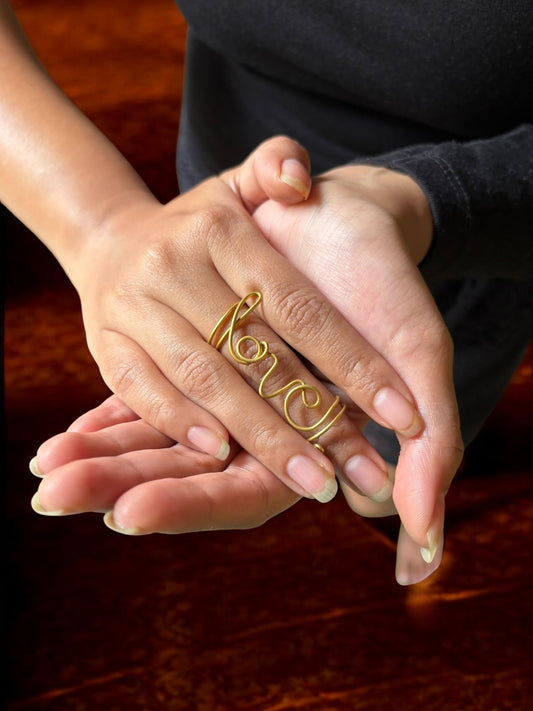 LOVE Brass Double Ring