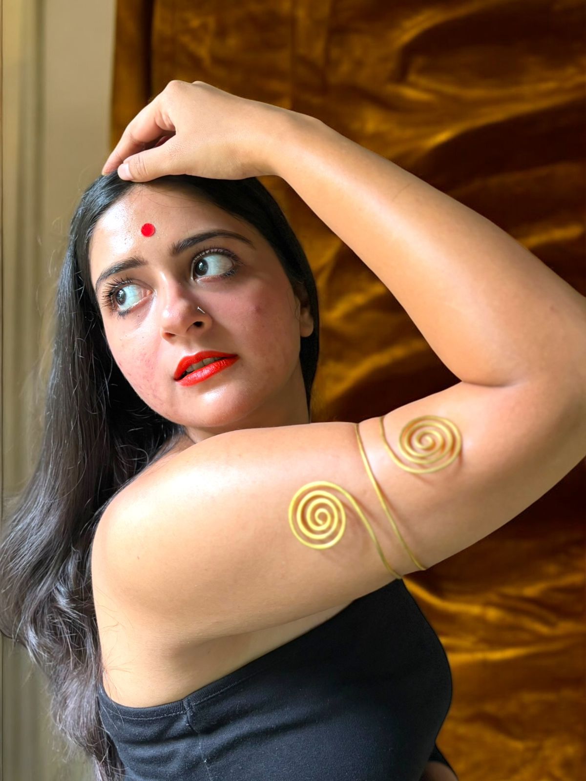 Double Spiral Brass Arm Cuff