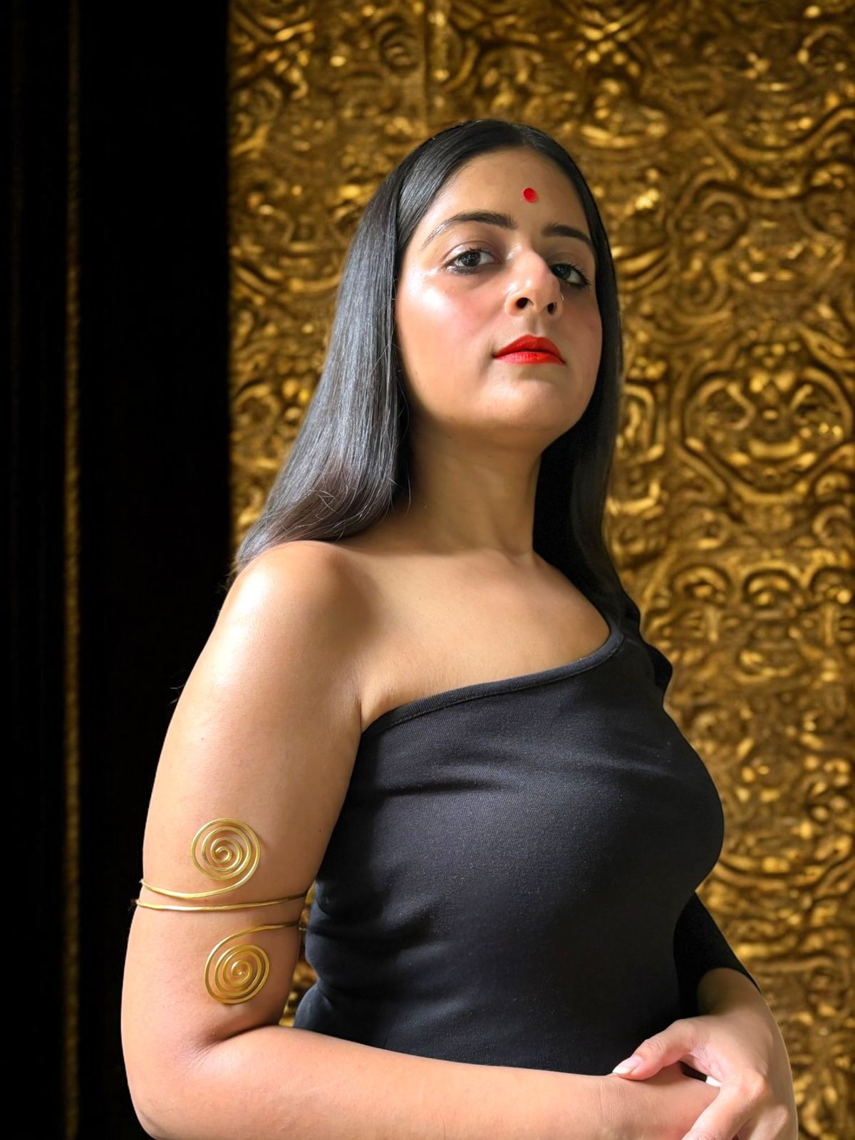 Double Spiral Brass Arm Cuff