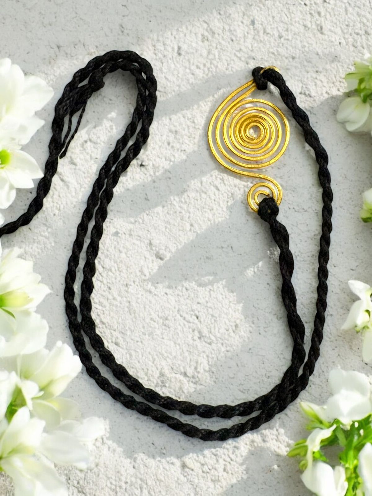 Spiral Song Brass Anklet - Black