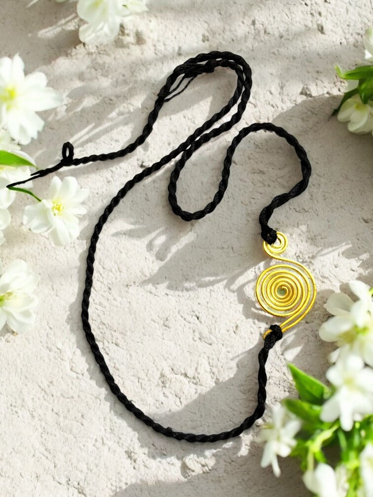 Spiral Song Brass Anklet - Black