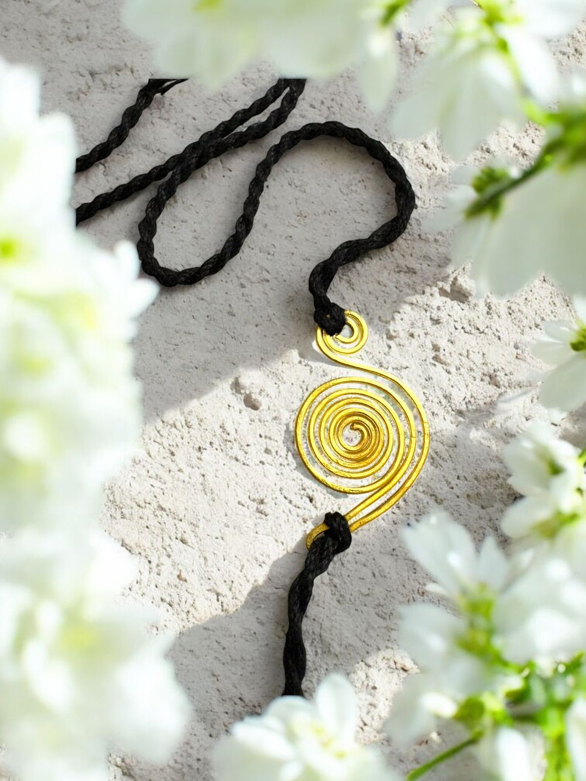 Spiral Song Brass Anklet - Black