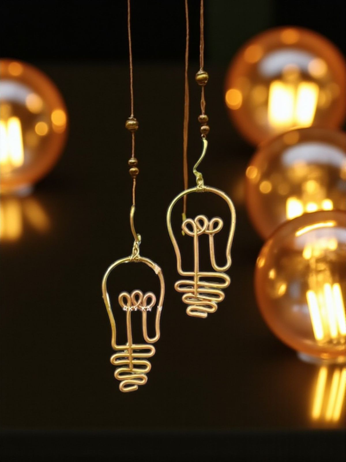 Bulb Brass Dangler Earrings