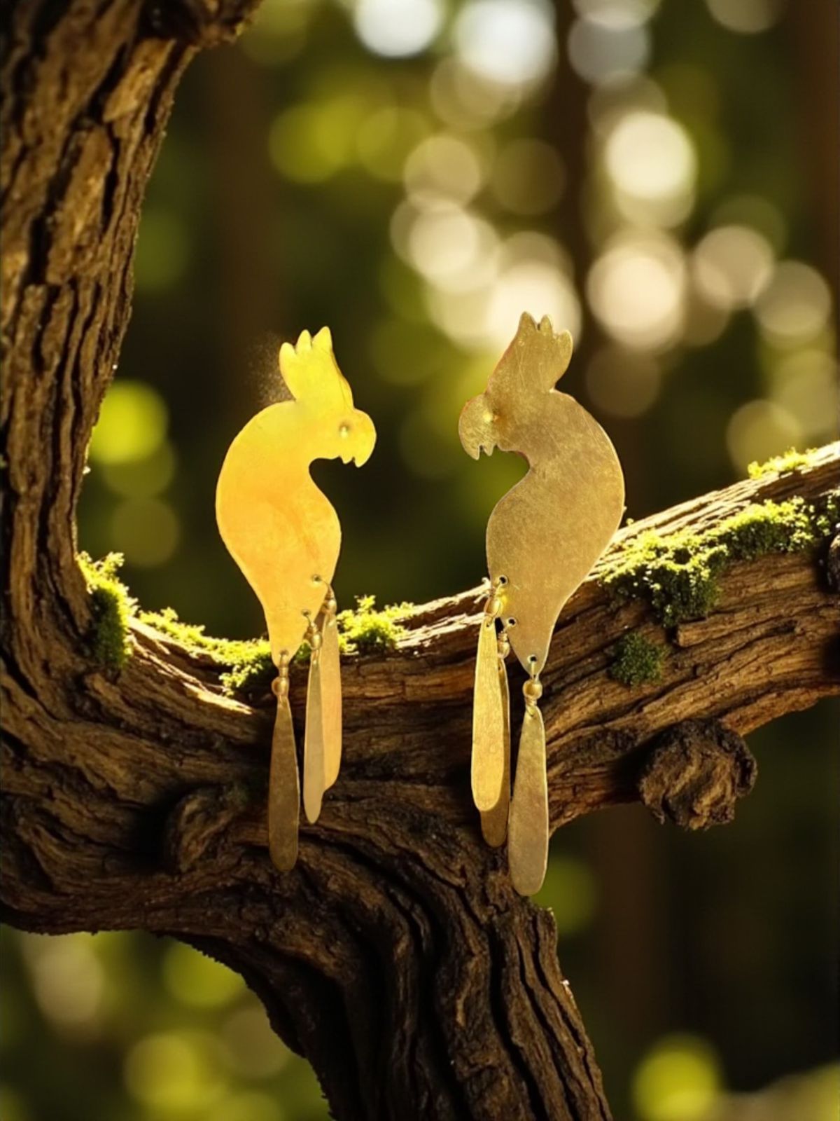 Cacatua Brass Dangler Earrings