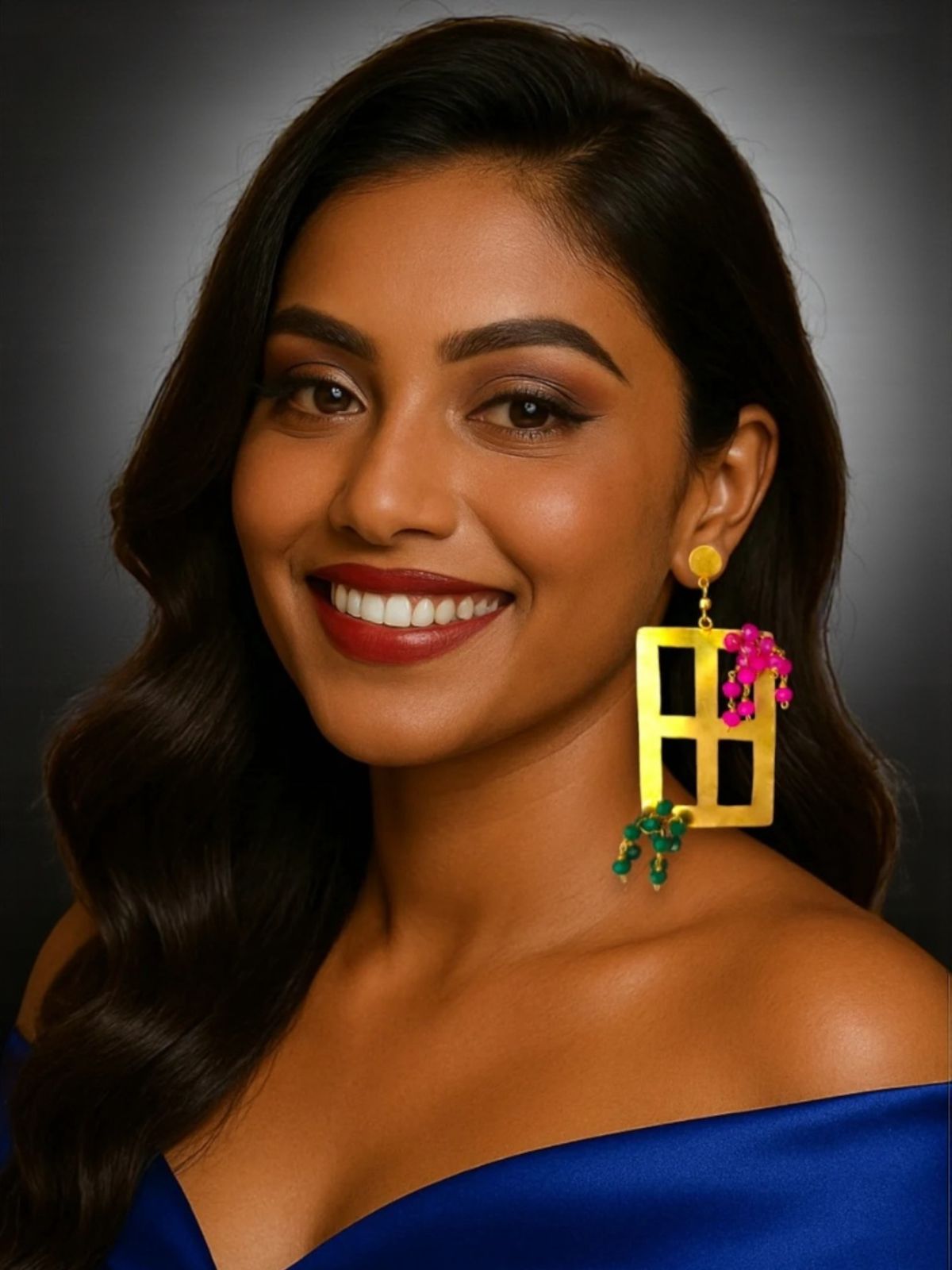 Window in Greece Crystal and Brass Dangler Earrings