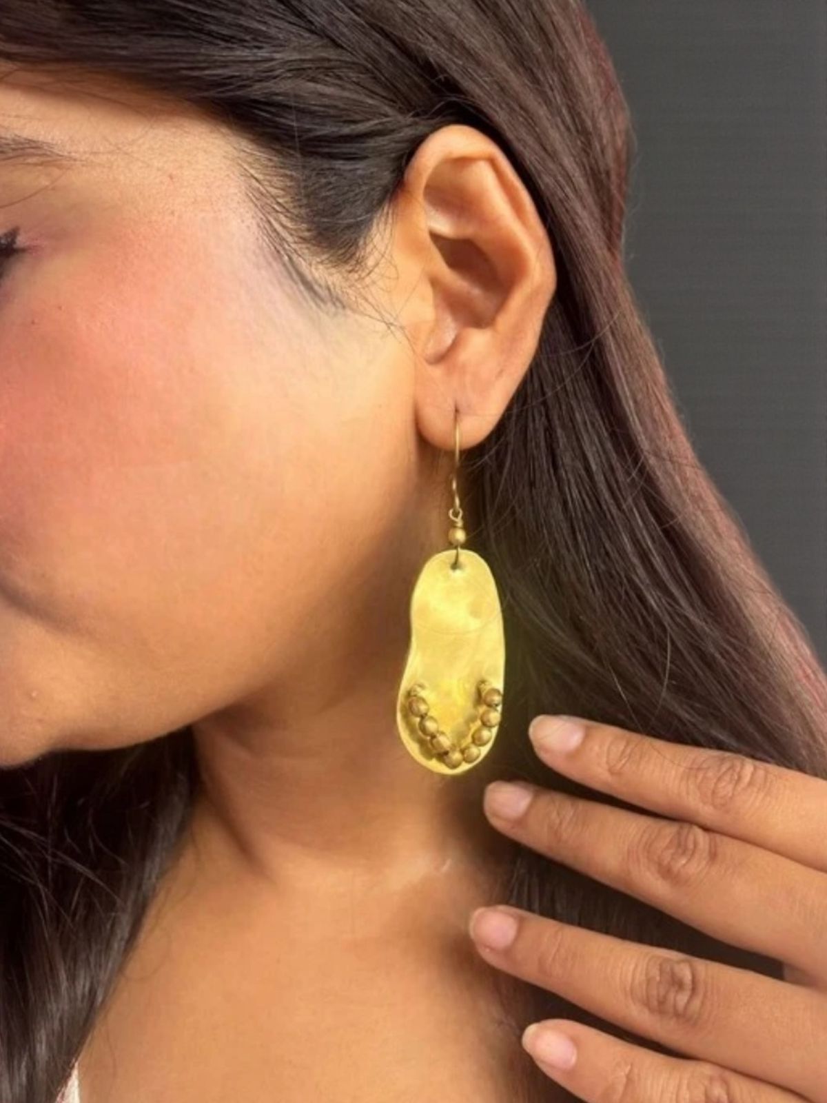Beaded Slippers Brass Dangler Earrings