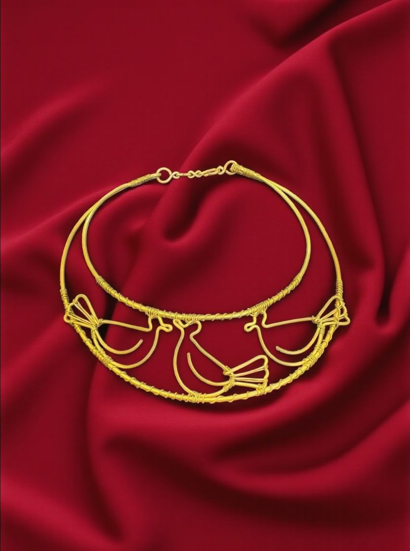 Mocking Birds Brass Hasli Necklace