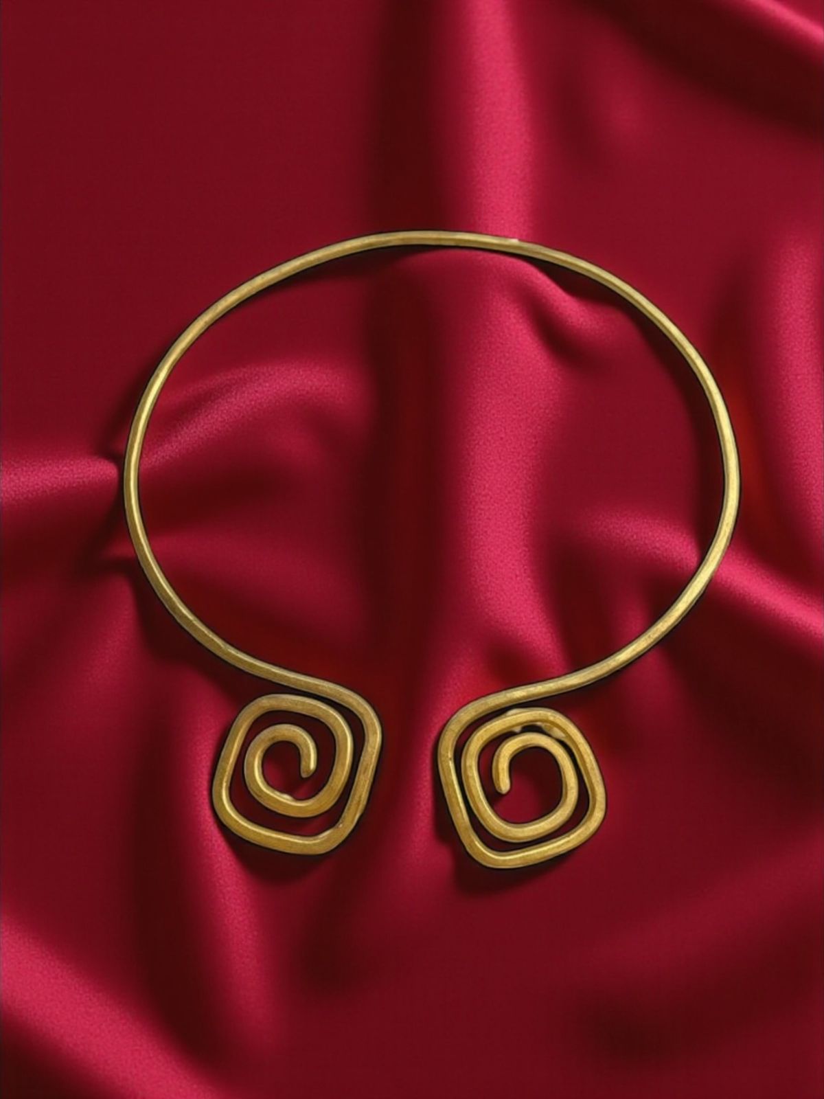 Spiral Square Brass Hasli Necklace