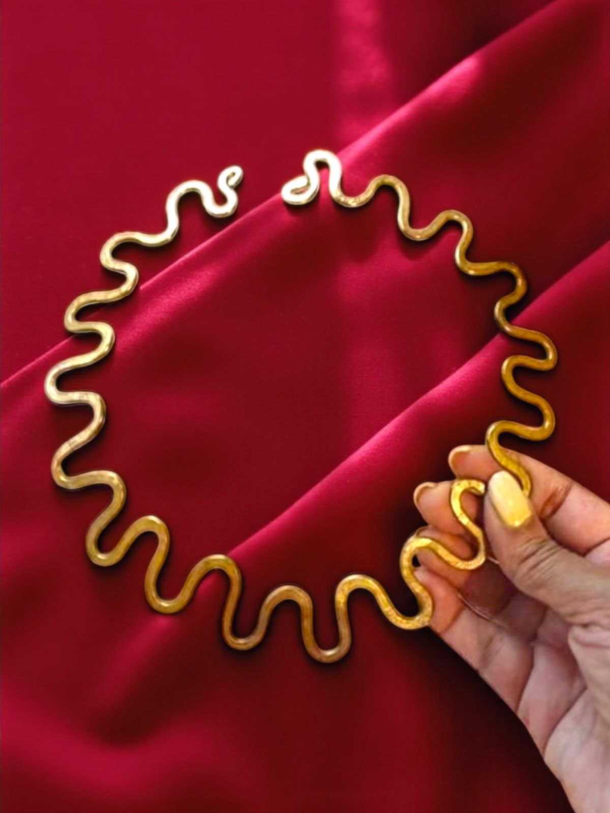Waves Brass Hasli Necklace
