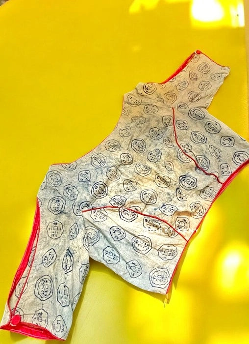 Koyna Dabu Print Cotton Blouse - Denim