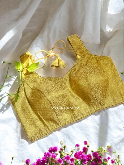 Aarushi Brocade Sleeveless Blouse - Gold