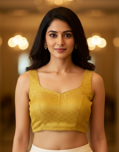 Aarushi Brocade Sleeveless Blouse - Gold