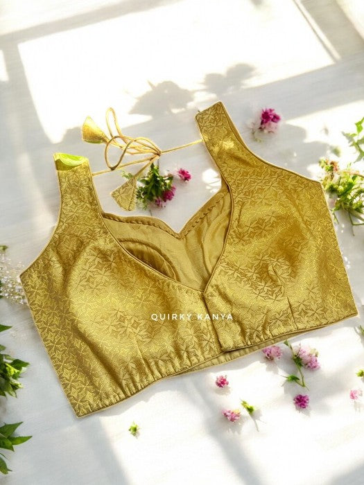 Aarushi Brocade Sleeveless Blouse - Gold