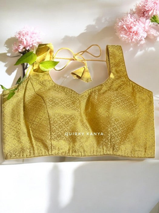 Aarushi Brocade Sleeveless Blouse - Gold