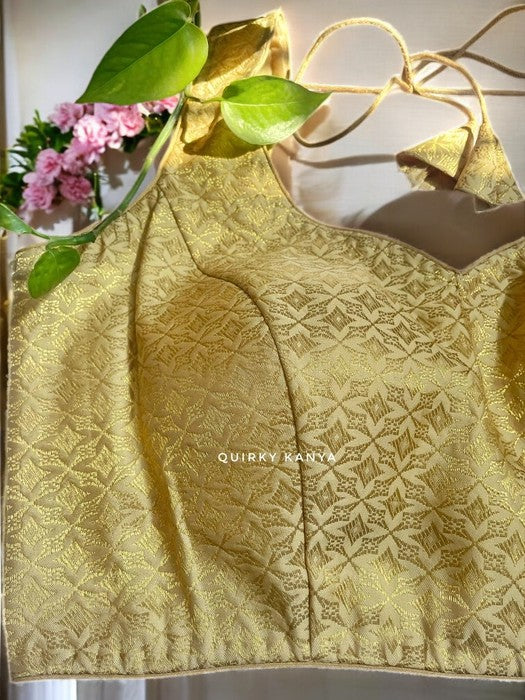 Aarushi Brocade Sleeveless Blouse - Gold