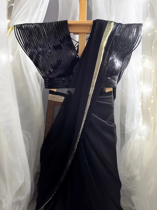 Kajal Black Georgette Saree
