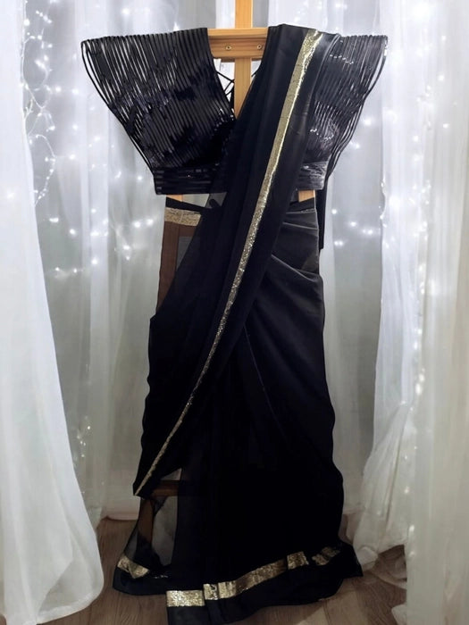 Kajal Black Georgette Saree