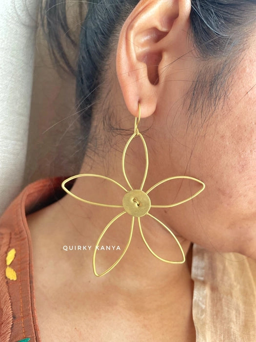 Big Flower Brass Dangler Earrings