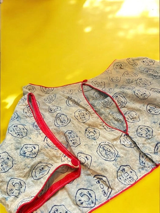 Koyna Dabu Print Cotton Blouse - Denim