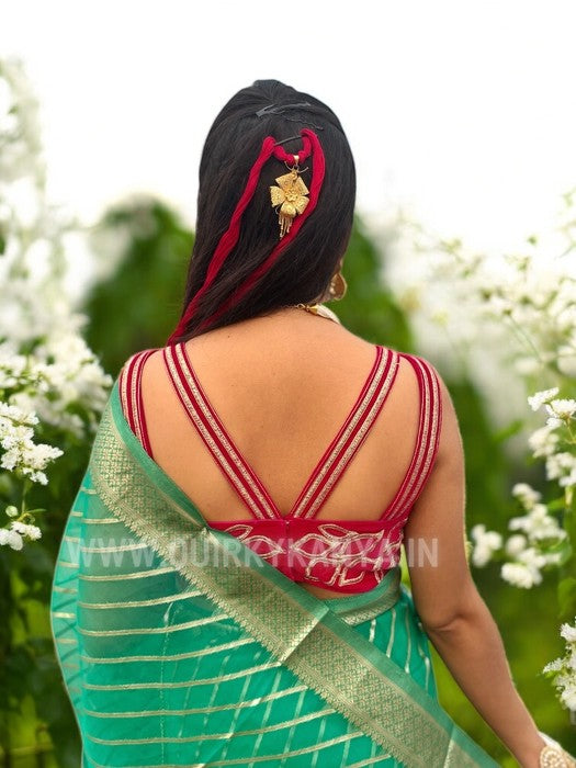 Dilruba Zardosi Embroidered Sleeveless Velvet Blouse - Maroon