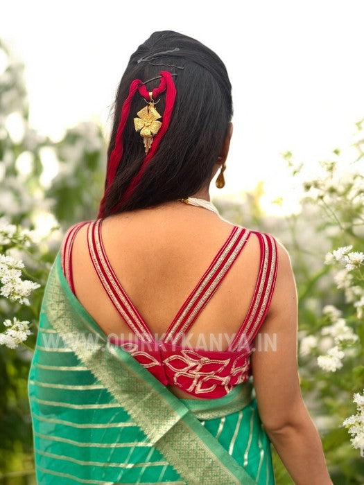 Dilruba Zardosi Embroidered Sleeveless Velvet Blouse - Maroon