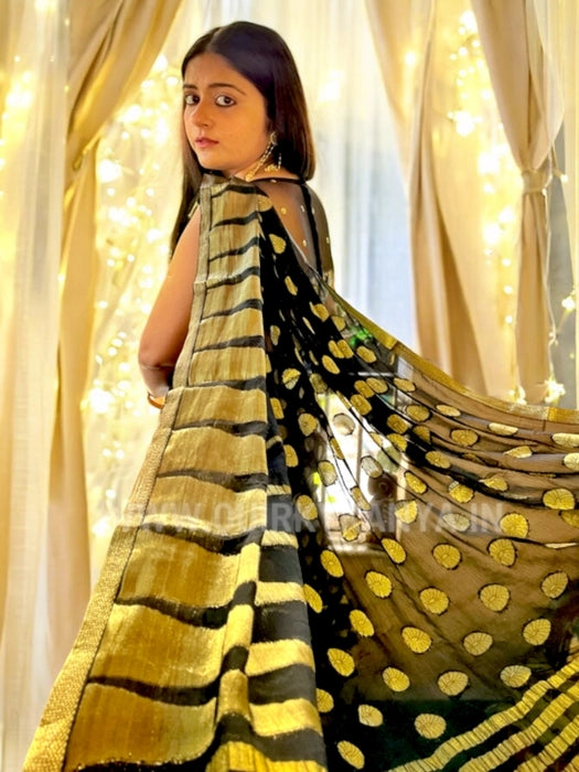 Black Diva Georgette Benarasi Saree