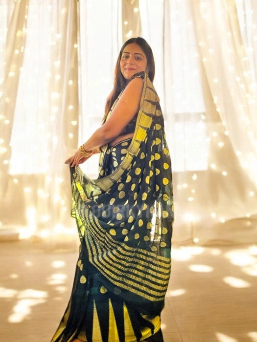 Black Diva Georgette Benarasi Saree