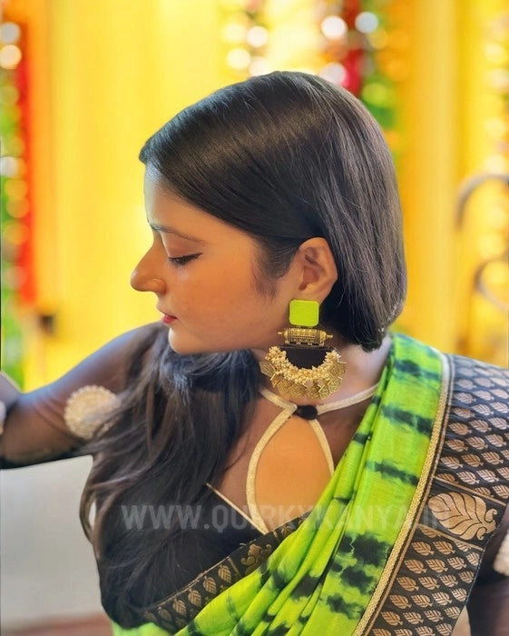 Green Goddess Chanderi Silk Shibori-print Saree