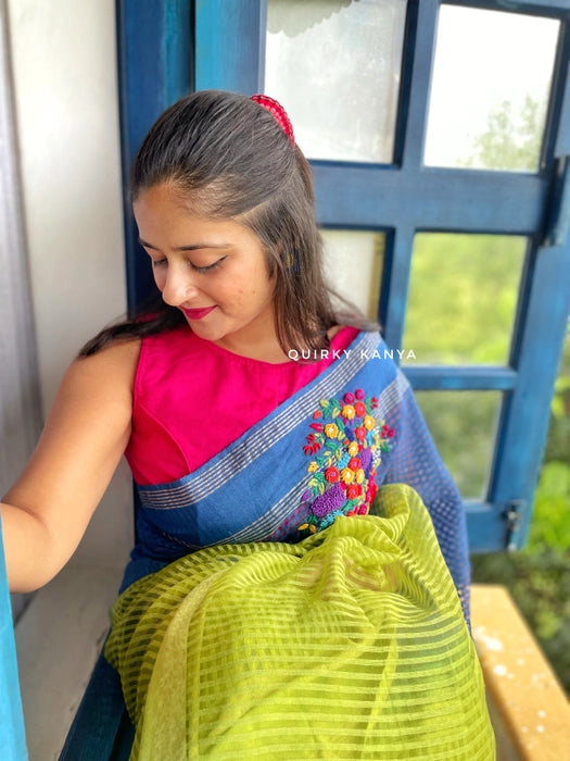 Guldasta Ombre-Dyed Hand-Embroidered Handloom Saree