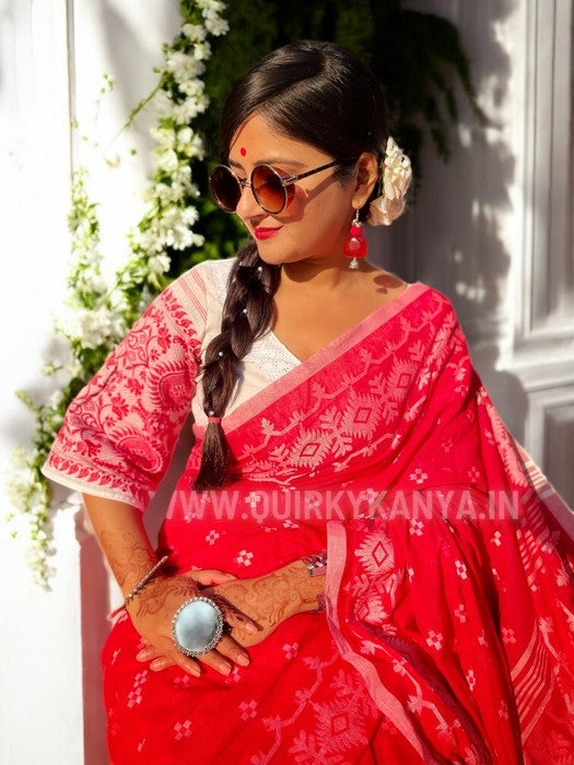 Hiyaa Assam Gamchha Blouse - White