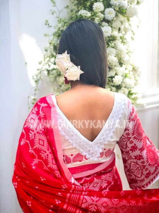 Hiyaa Assam Gamchha Blouse - White